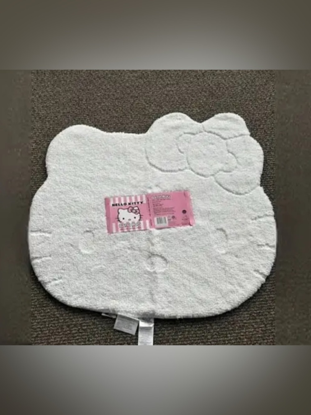 Hello Kitty White Plush Character Rug with Pink Label
